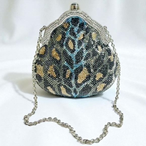 Judith Leiber Swarovski Crystal Leopard Print Chatelaine Miniaudiere Evening Bag - Picture 1 of 12